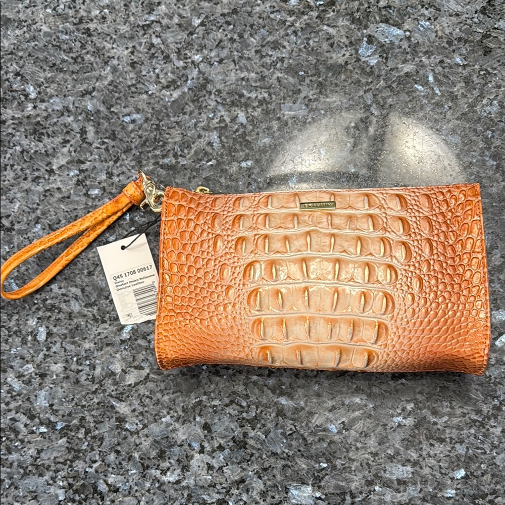 Brahmin Tan Crocodile Embossed Wristlet